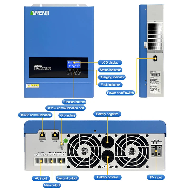 ANENJI 11KW Hybrid Solar Inverter 48V Pure Sine Wave MPPT 160A WiFi | Off-Grid & On-Grid 220-240V