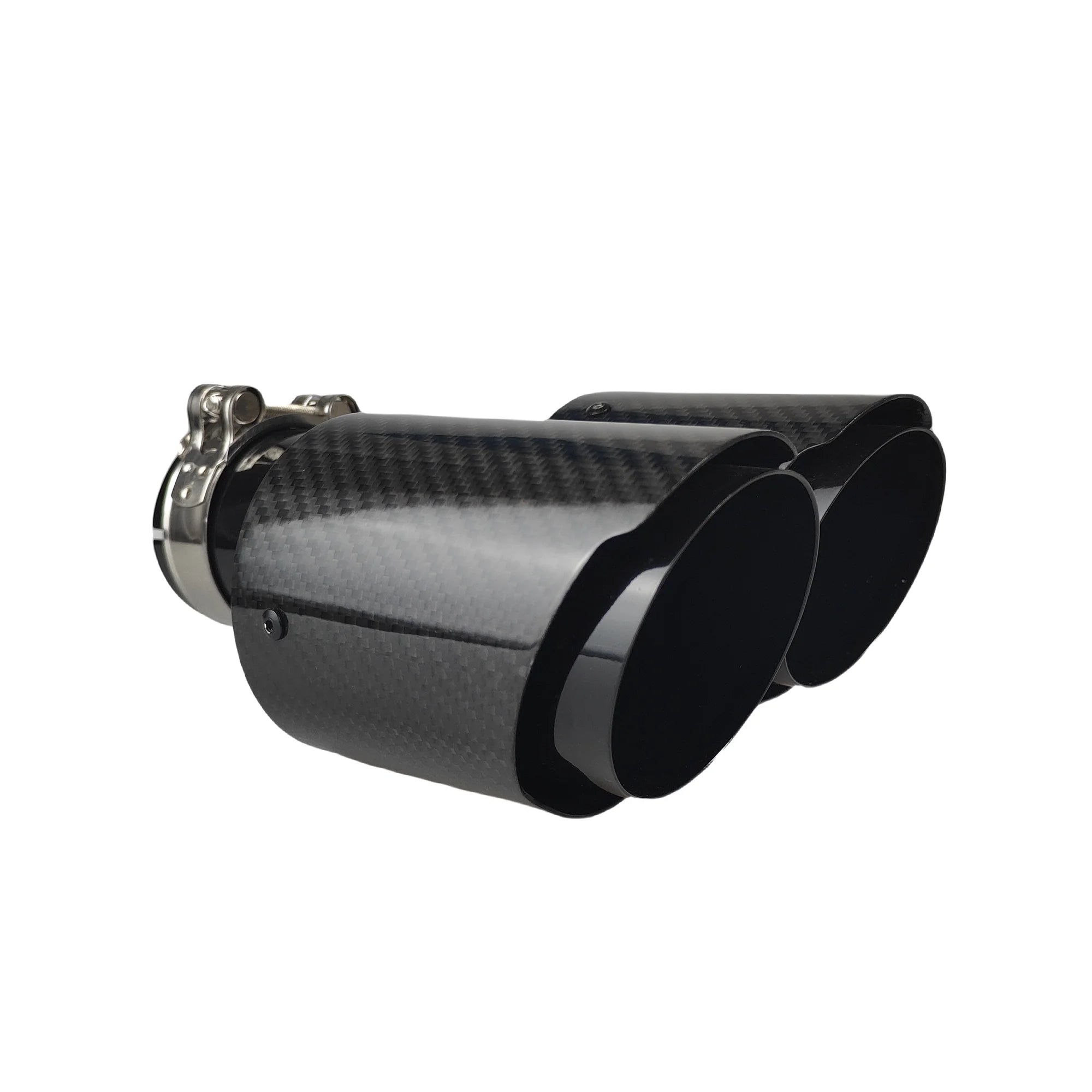 Universal Gloss Black Carbon Fiber Dual Exhaust Muffler Tips – Y Shape Stainless Steel Tailpipe (Pair)