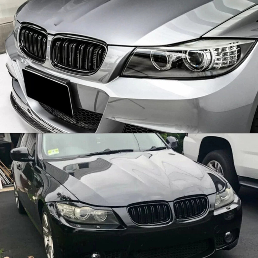Gloss Black Double-Slat Kidney Grille Set for BMW E90/E91 LCI 2009–2013