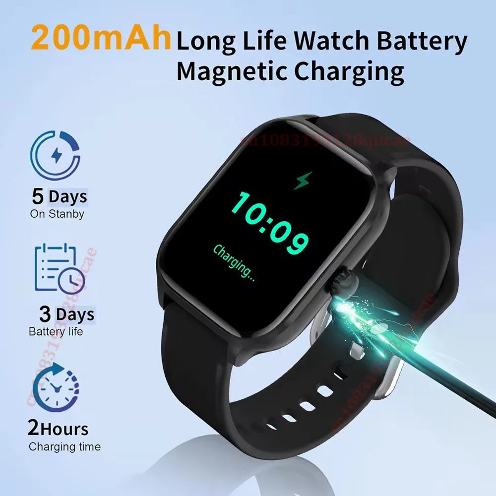 2025 Bluetooth Smart Watch | HD Touchscreen | Heart Rate, SpO₂ & Sleep Monitor | IP68 Waterproof | Android & iPhone