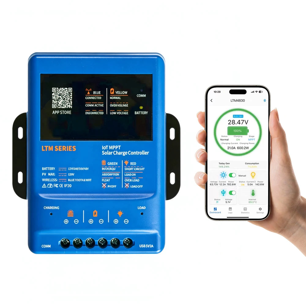 MPPT Solar Charge Controller 30A/40A with Bluetooth, WiFi & RS485 | 12V/24V/36V/48V Auto