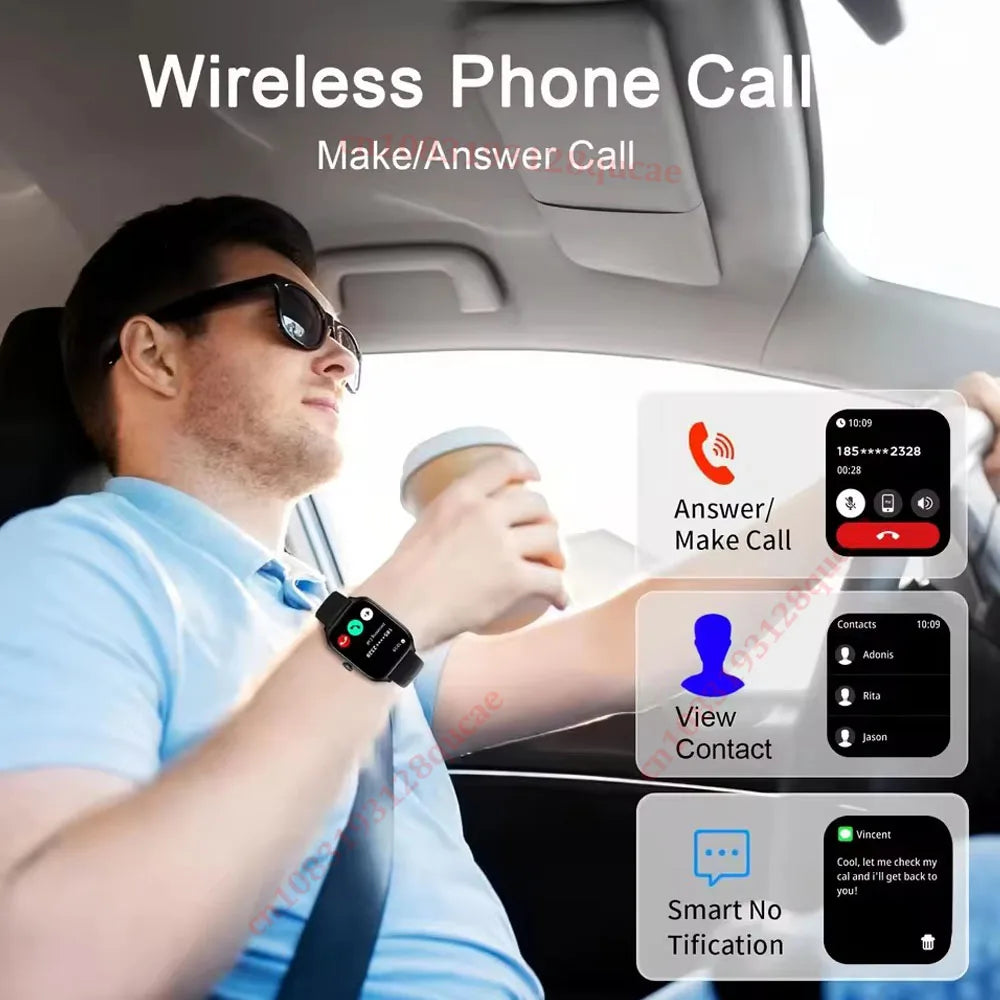 2025 Bluetooth Smart Watch | HD Touchscreen | Heart Rate, SpO₂ & Sleep Monitor | IP68 Waterproof | Android & iPhone
