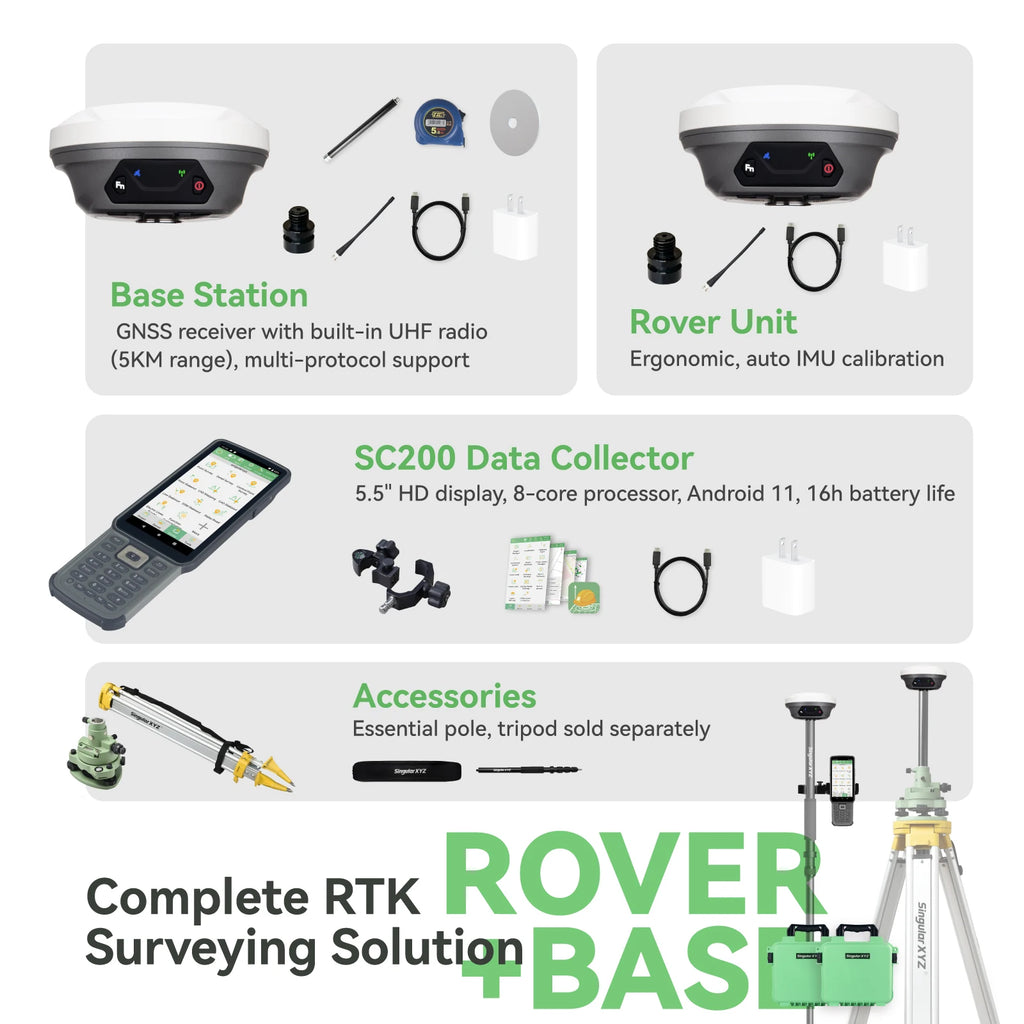 SingularXYZ E1 Lite Portable GNSS RTK Base & Rover Receiver – 1 cm Accuracy