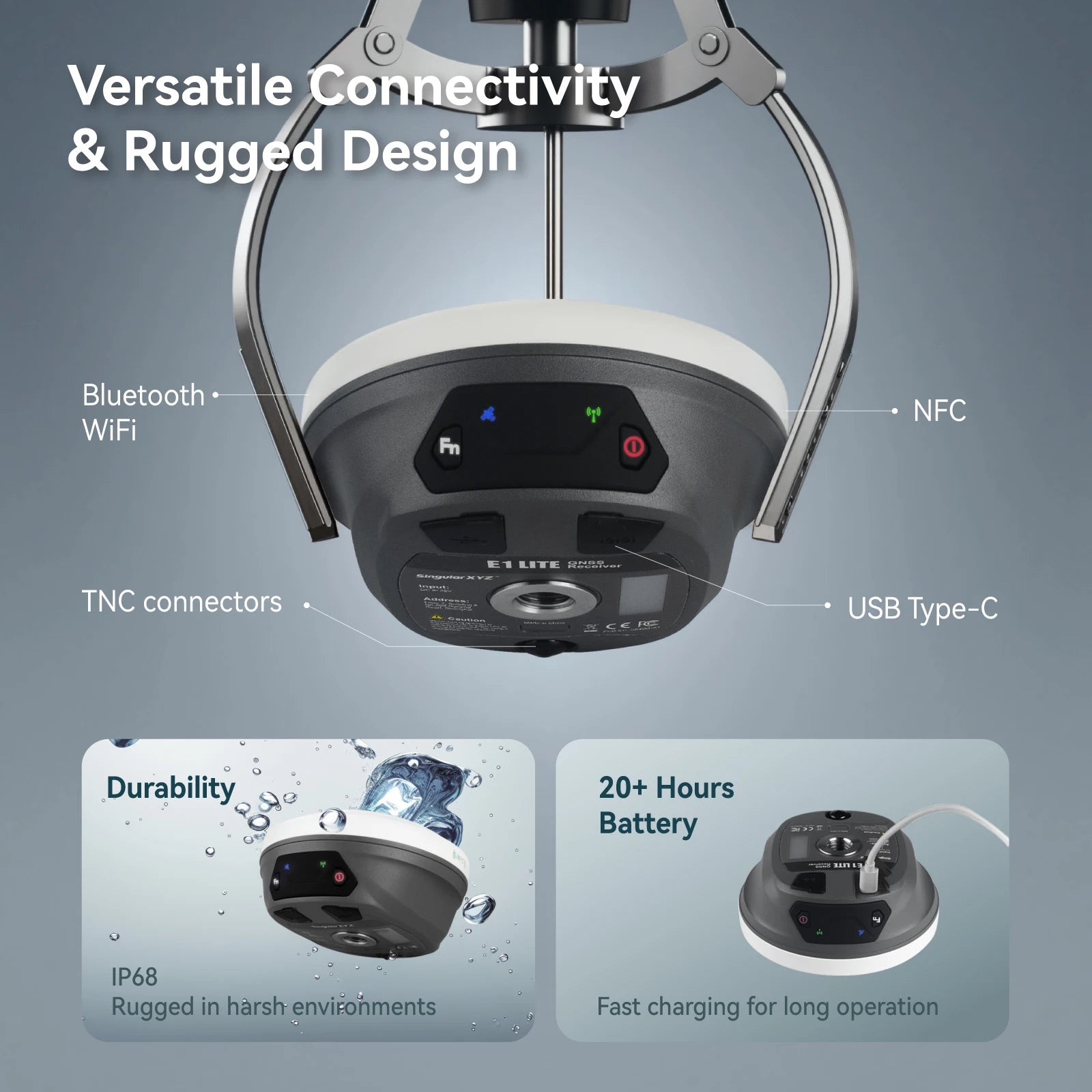 SingularXYZ E1 Lite GNSS RTK Base Station for Professional Land Surveying