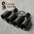 Pair of Glossy Carbon Fiber Quad Exhaust Tips with M Performance Logo for BMW – Dual Tailpipe Exhaust Muffler Covers