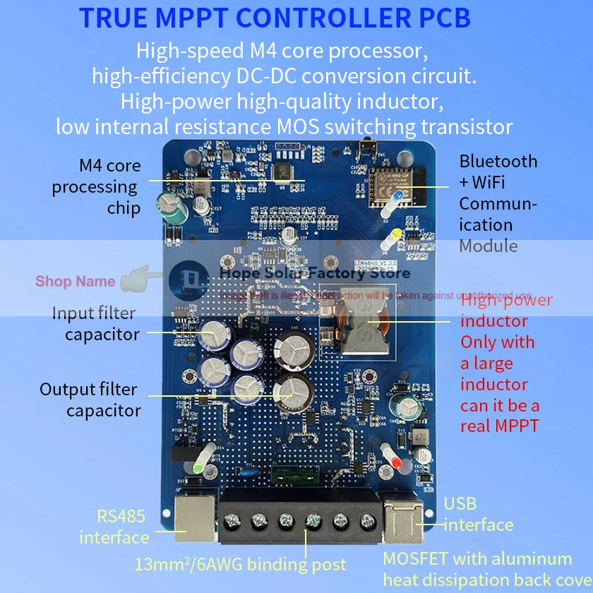 MPPT Solar Charge Controller 30A/40A with Bluetooth, WiFi & RS485 | 12V/24V/36V/48V Auto