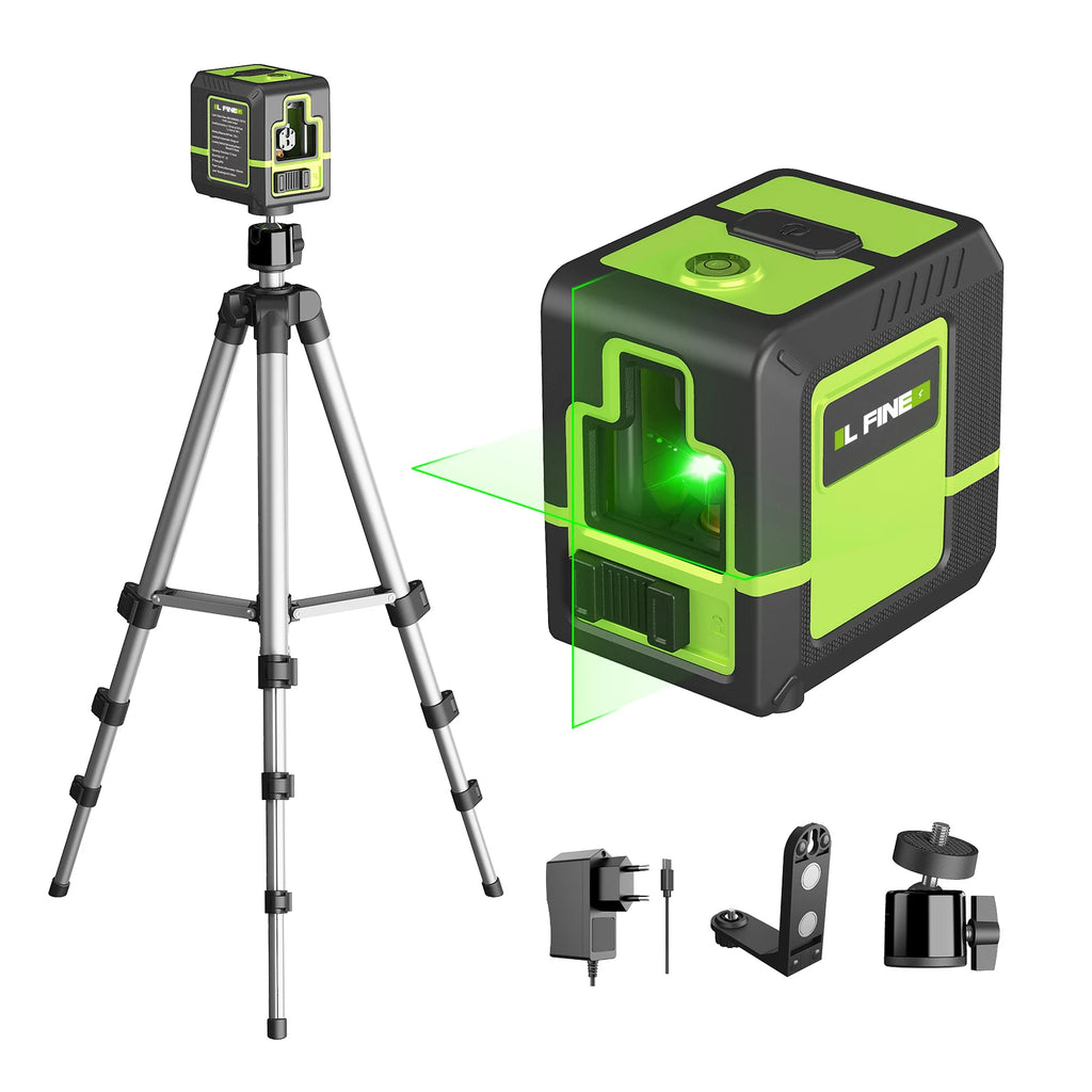 LFINE 2-Line Green Cross Laser Level – 360° Self-Leveling