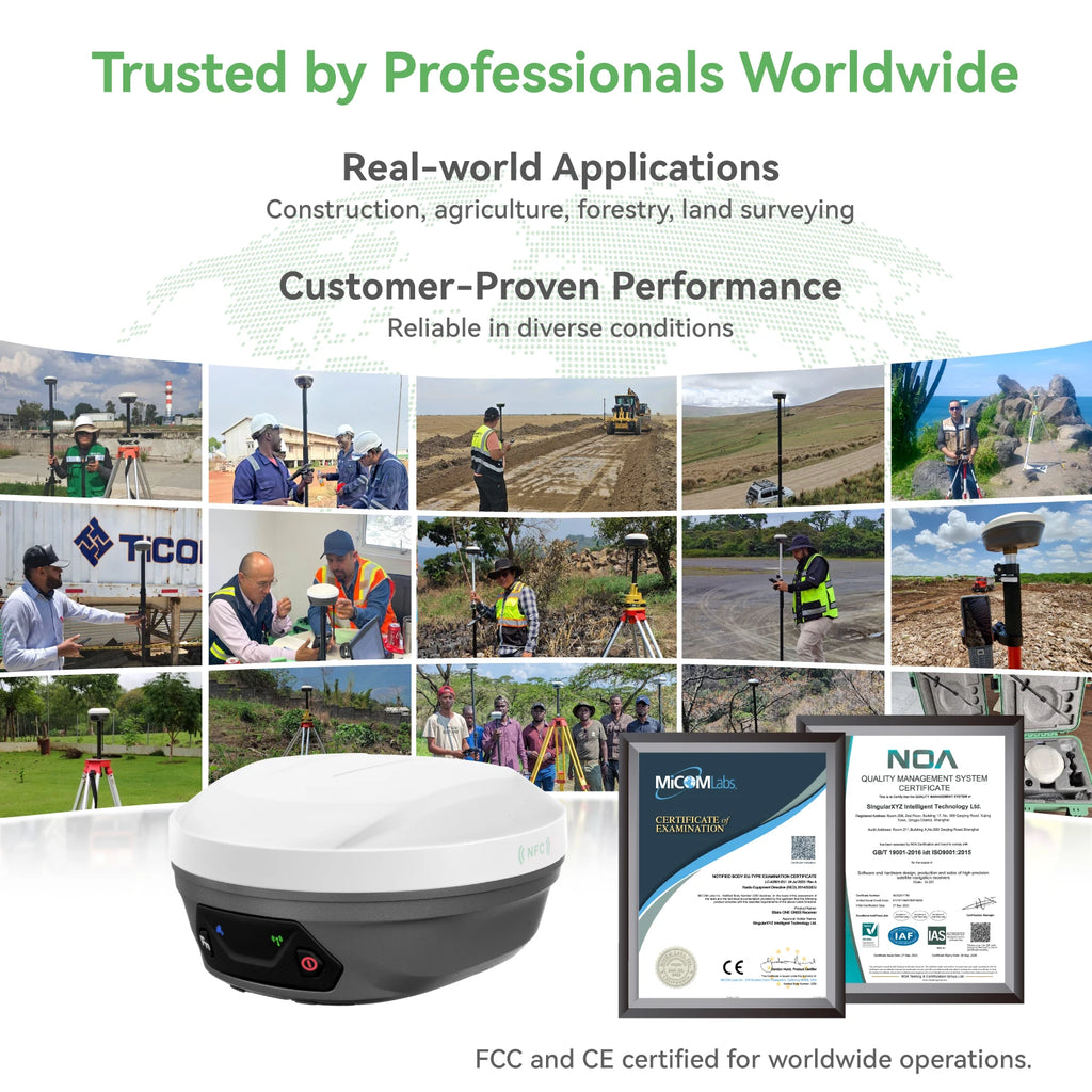 SingularXYZ E1 Lite GNSS RTK Base Station for Professional Land Surveying